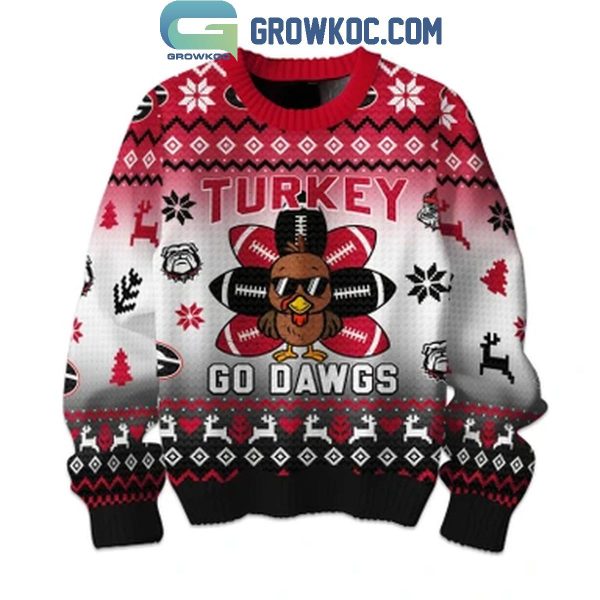 Georgia Bulldogs Turkey Go Dawgs Happy Thanksgiving Holidays 2024 Ugly Sweater