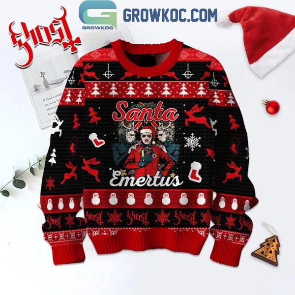 Ghost Merry Christmas Santa Emertus Ugly Sweater