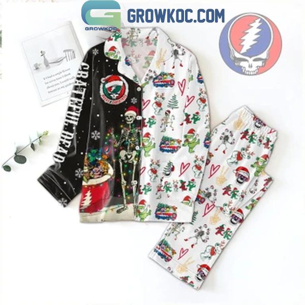 Grateful Dead Merry Christmas Dancing Bears 2024 Polyester Pajamas Set