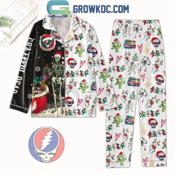 Grateful Dead Merry Christmas Dancing Bears 2024 Polyester Pajamas Set