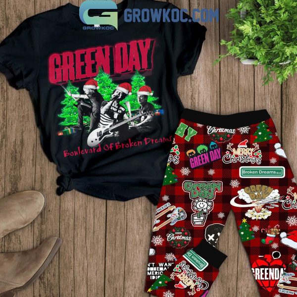 Green Day Boulevard Of Broken Dreams Christmas Fleece Pajamas Set