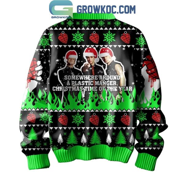 Green Day Somewhere Around A Plastic Manger Christmas Ugly Sweater