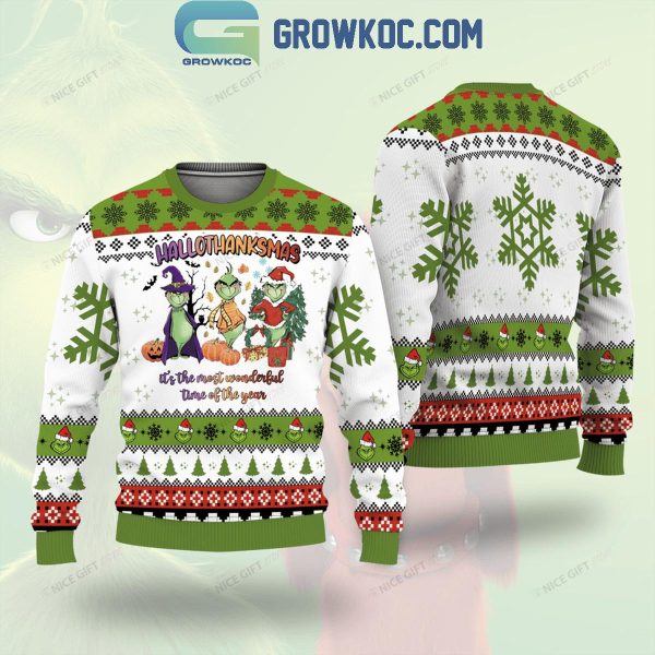 Grinch Hallothanksmas The Most Wonderful Time Of The Year 2024 Ugly Sweater