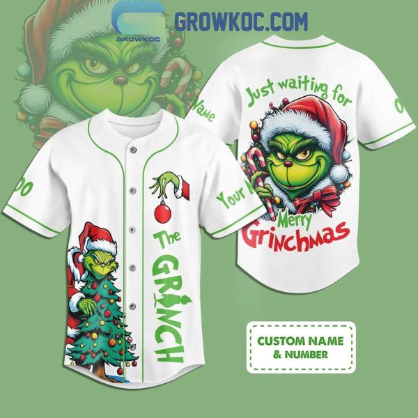 Grinch Just Waiting For Merry Christmas And New Year 2025 Personalized Baseball Jersey