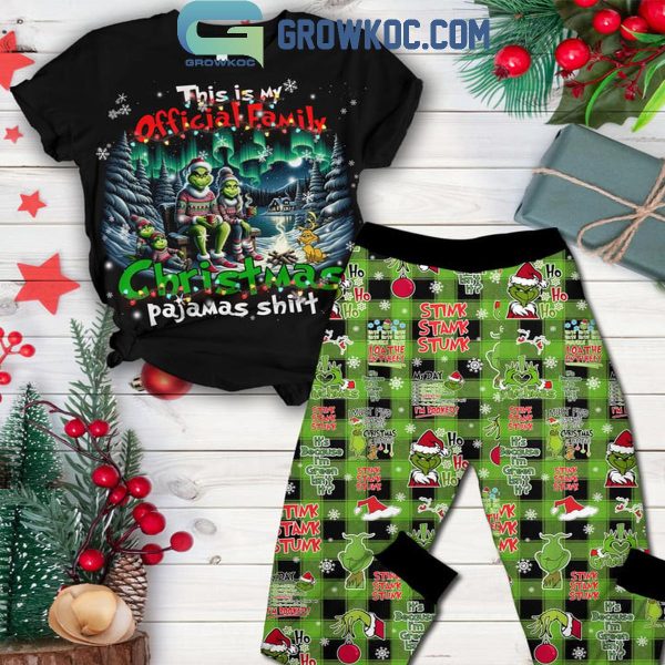 Grinch This Is Official Family Christmas Fleece Pajamas Set