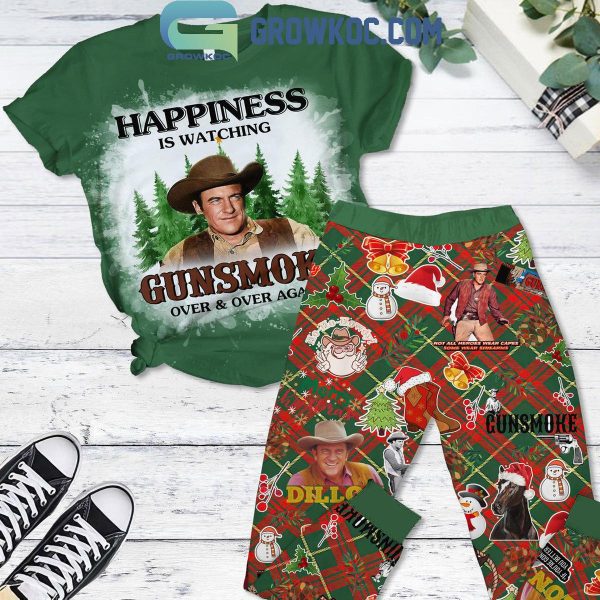 Gunsmoke Happiness Is Watching Over And Over Again Christmas Fleece Pajamas Set