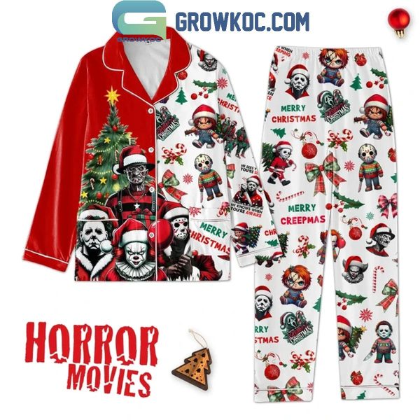 Halloween Horror Movies Merry 2024 Christmas Polyester Pajamas Set