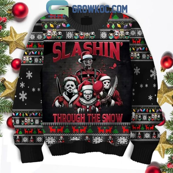 Halloween Horror Movies Slashin’ Through The Snow Christmas Ugly Sweater