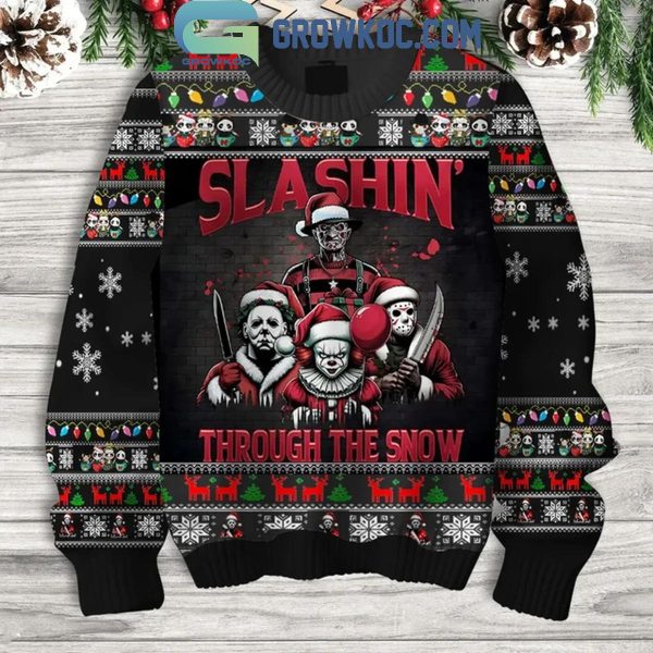 Halloween Horror Movies Slashin’ Through The Snow Christmas Ugly Sweater