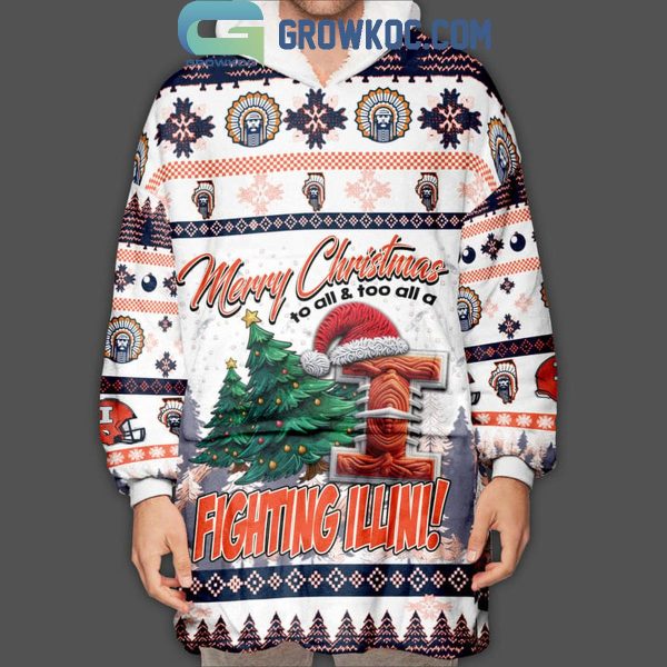 Illinois Fighting Illini Merry Christmas They Not Like Us Oodie Hoodie Blanket