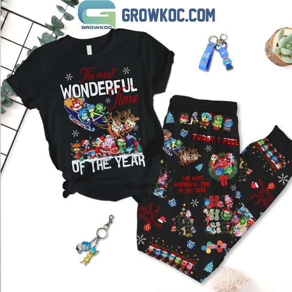 Inside Out The Most Wonderful Time In Christmas Fleece Pajamas Set