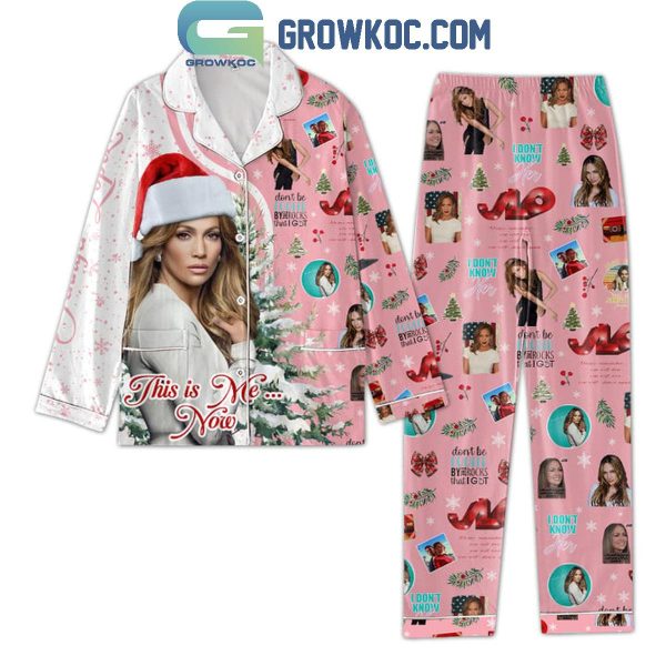 Jennifer Lopez This Is Me Now Merry Christmas Polyester Pajamas Set