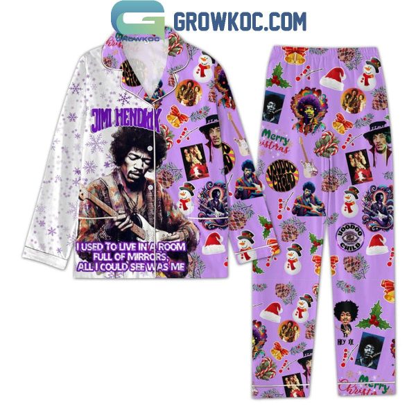 Jimi Hendrix I Used To Live In A Room Full Of Mirrors Christmas Polyester Pajamas Set