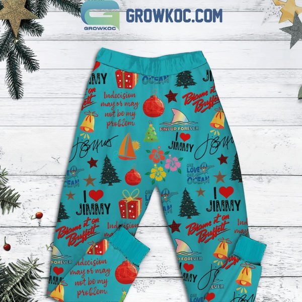 Jimmy Buffett Blame It On Jimmy Christmas Fleece Pajamas Set