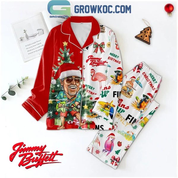 Jimmy Buffett Christmas Fins 2024 Polyester Pajamas Set