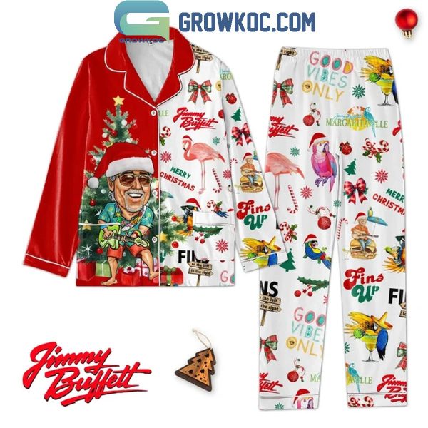 Jimmy Buffett Christmas Fins 2024 Polyester Pajamas Set