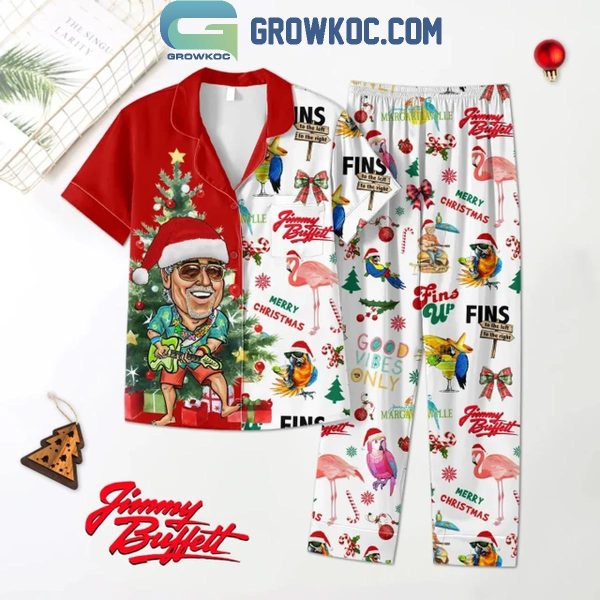 Jimmy Buffett Christmas Fins 2024 Polyester Pajamas Set