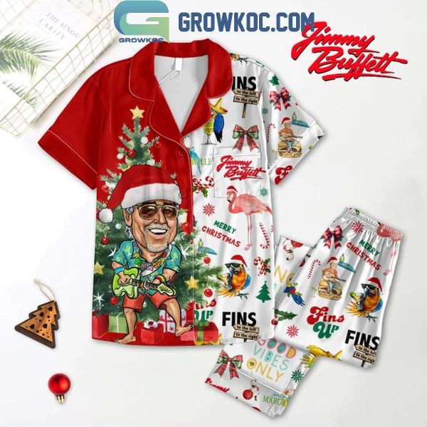 Jimmy Buffett Christmas Fins 2024 Polyester Pajamas Set