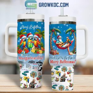 Jimmy Buffett Merry Buffettmas From Margaritaville Christmas 40oz Tumbler