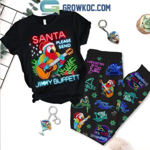 Jimmy Buffett Santa Please Send Christmas 2024 Fleece Pajamas Set