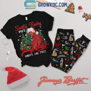 Jimmy Buffett Santa Put Buffett Under The Christmas Tree Fleece Pajamas Set