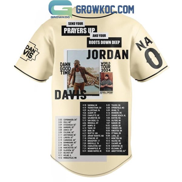 Jordan Davis Damn Good Time World Tour 2024 Personalized Baseball Jersey