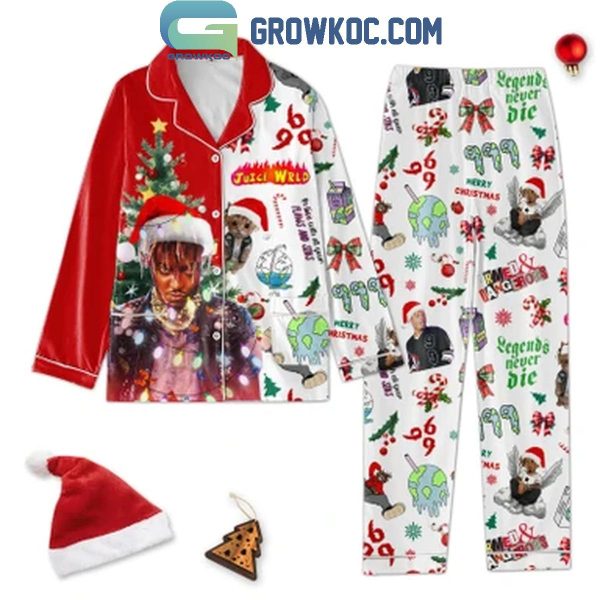 Juice Wrld Legends Never Die Merry Christmas Polyester Pajamas Set