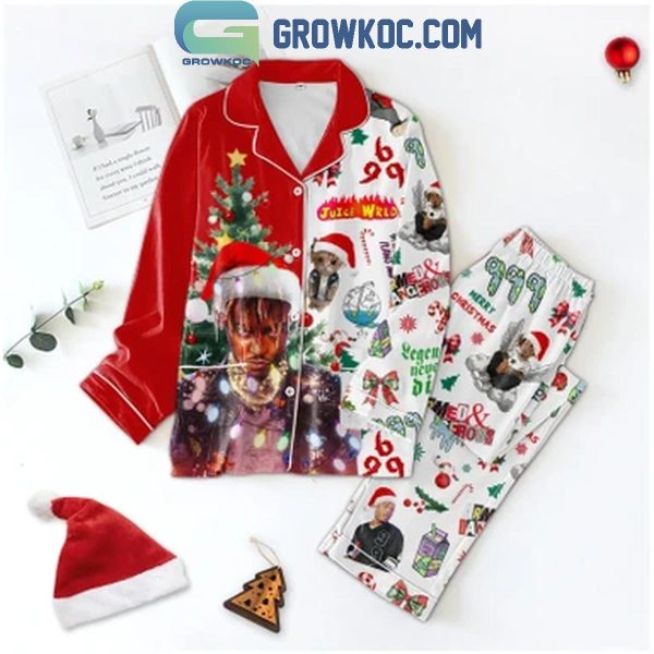 Juice Wrld Legends Never Die Merry Christmas Polyester Pajamas Set