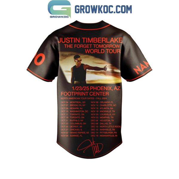 Justin Timberlake The Forget Tomorrow World Tour 2025 Personalized Baseball Jersey