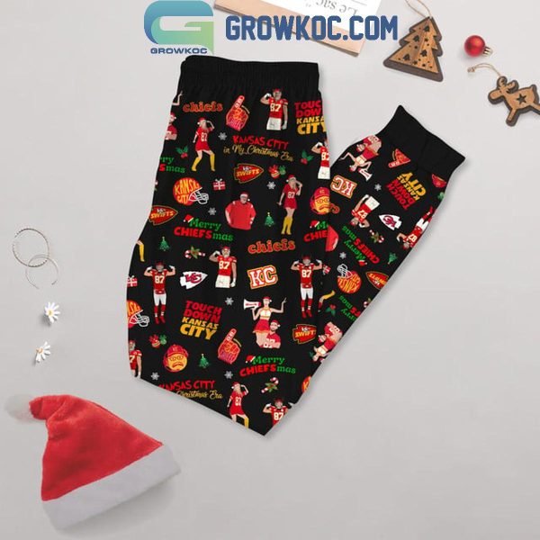 Kansas City Chiefs Christmas Touchdown Kansas Fleece Pajamas Set