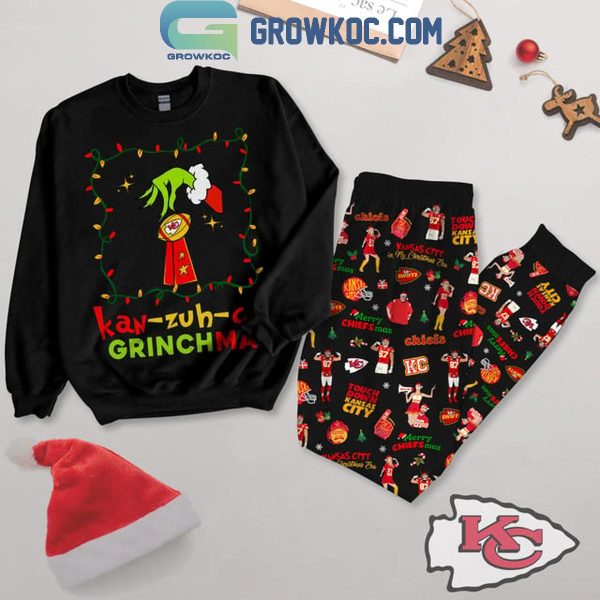 Kansas City Chiefs Christmas Touchdown Kansas Fleece Pajamas Set Long Sleeve