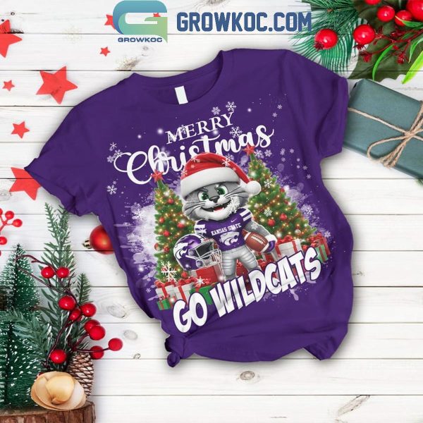 Kansas State Wildcats Merry Christmas Go Wildcats Fleece Pajamas Set