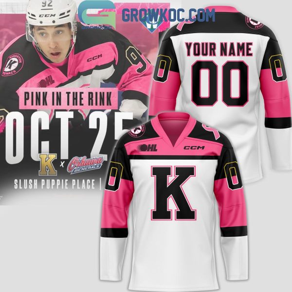 Kingston Frontenacs Pink In The Rink Cancer Awareness Personalized Hockey Jersey