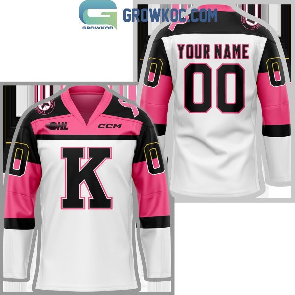 Kingston Frontenacs Pink In The Rink Cancer Awareness Personalized Hockey Jersey