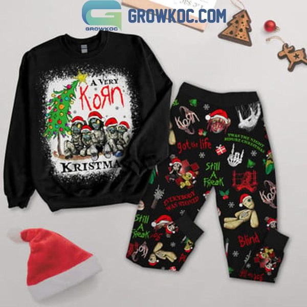 Korn A Very Korn Kristmas Christmas Holidays Fleece Pajamas Set Long Sleeve