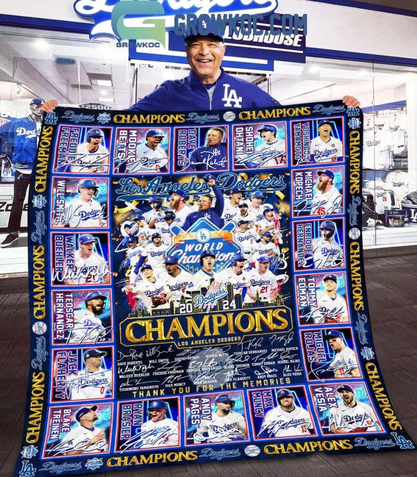 LA Dodgers World Series Champs 2024 Thank You For The Memories Fleece Blanket Quilt