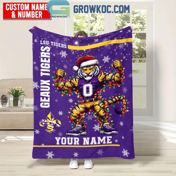 LSU Tigers Geaux Tigers 2024 Christmas Personalized Fleece Blanket Quilt