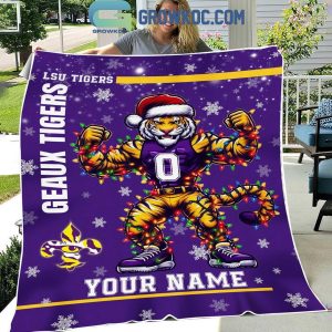 LSU Tigers Geaux Tigers 2024 Christmas Personalized Fleece Blanket Quilt