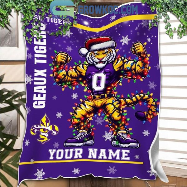 LSU Tigers Geaux Tigers 2024 Christmas Personalized Fleece Blanket Quilt