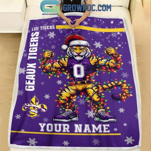 LSU Tigers Geaux Tigers 2024 Christmas Personalized Fleece Blanket Quilt