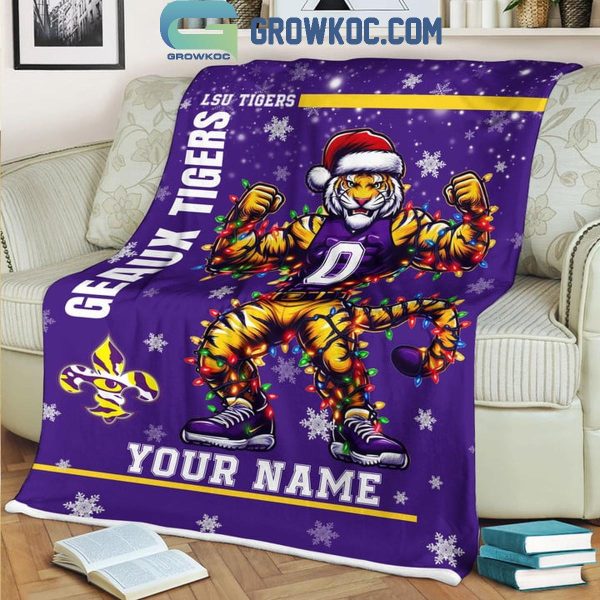 LSU Tigers Geaux Tigers 2024 Christmas Personalized Fleece Blanket Quilt