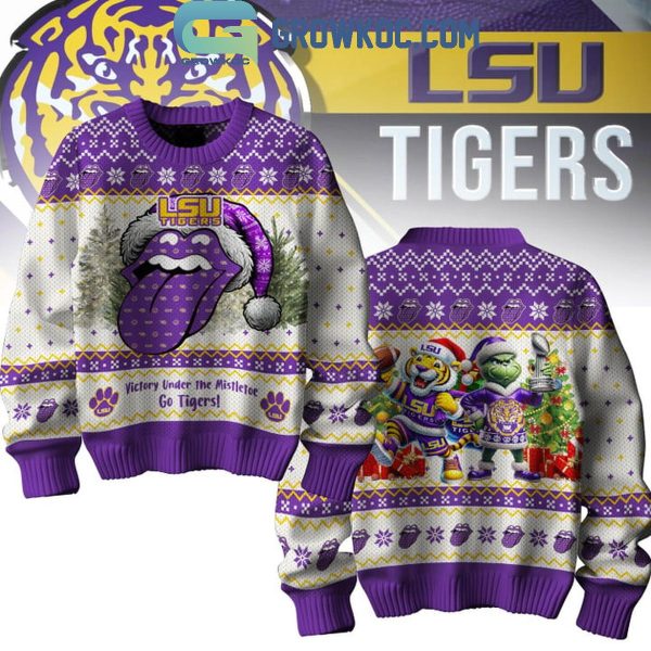 LSU Tigers Victory Under The Mistletoe Go Tigers Christmas Ugly Sweater