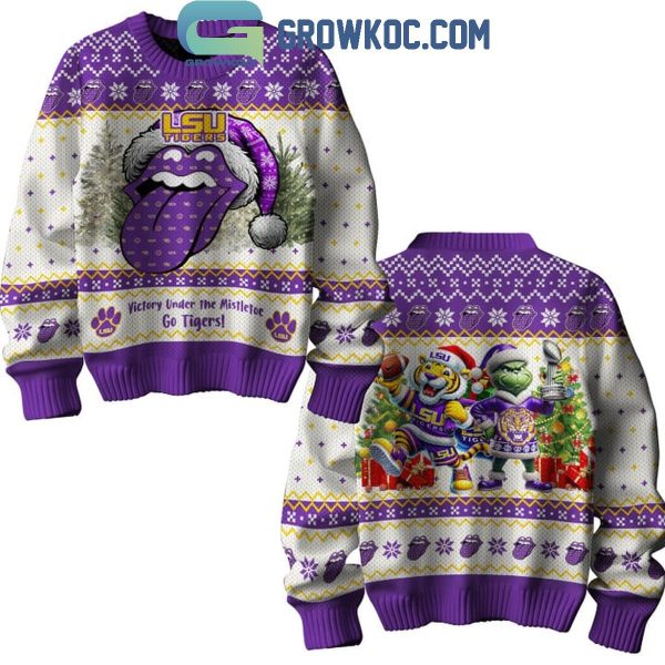 LSU Tigers Victory Under The Mistletoe Go Tigers Christmas Ugly Sweater