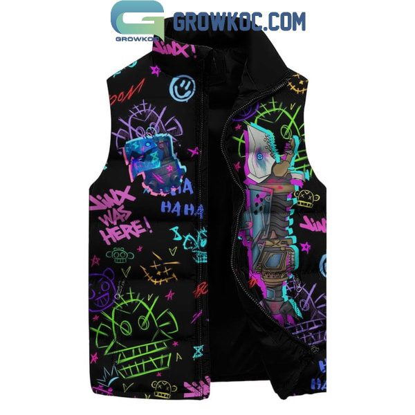 League Of Legends Jinx Was Here Arcane Sleeveless Puffer Jacket