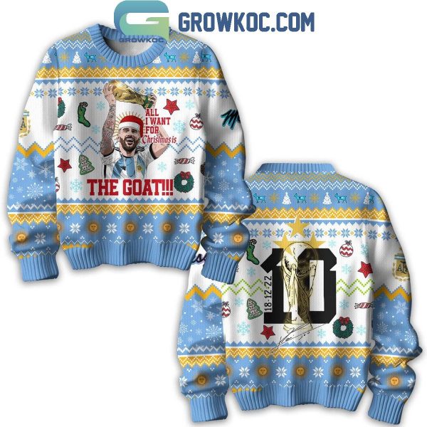 Lionel Messi All I Want For Christmas Is The Goat 2024 Ugly Sweater