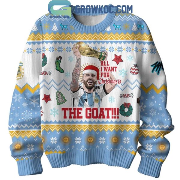 Lionel Messi All I Want For Christmas Is The Goat 2024 Ugly Sweater