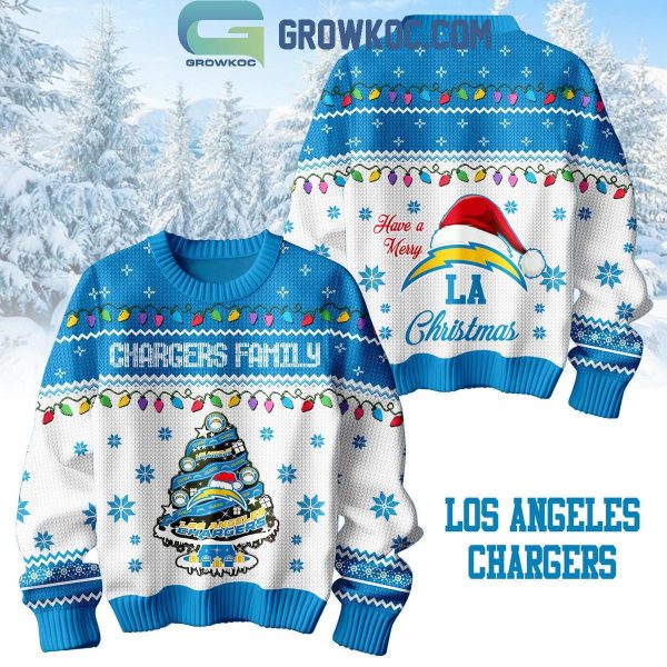 Los Angeles Chargers Family Have A Merry Christmas 2024 Ugly Sweater