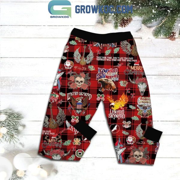 Lynyrd Skynyrd Won’t You Fly High Free Bird In Christmas Fleece Pajamas Set