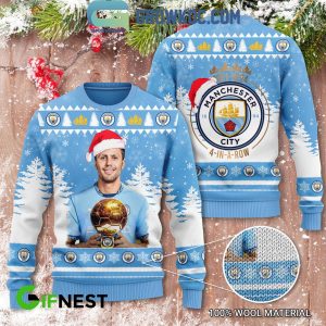 Manchester City Champions Four-In-A-Row Christmas 2024 Ugly Sweater