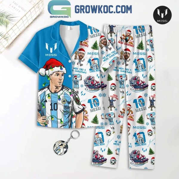 Messi The Goat Wish You A Messi Christmas Polyester Pajamas Set